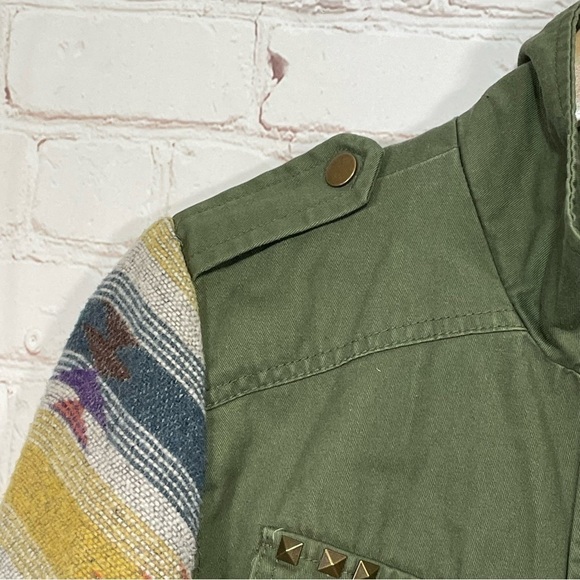 Vintage IB Diffusion Jacket Womens Medium Aztec Green Military Quilted Lined - Picture 12 of 13